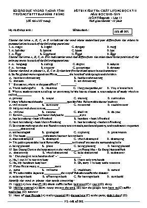 Đề kiểm tra chất lượng học kì II môn Tiếng Anh Lớp 11 - Mã đề 002 - Năm học 2018-2019 - Trường THPT Phan Đình Phùng